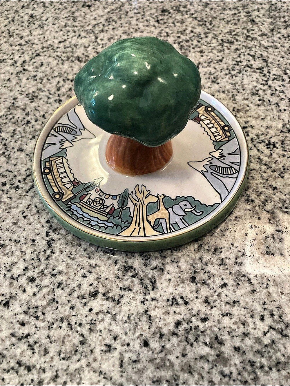 Ceramic Disney Tree of Life from Animal Kingdom Trinket Dish in Green & Brown